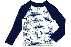 UNIFACO UPF 50+ Little Boys Long Sleeve Rash Guard Swim Shirt Premium Sun Shirt for 1-8 Years