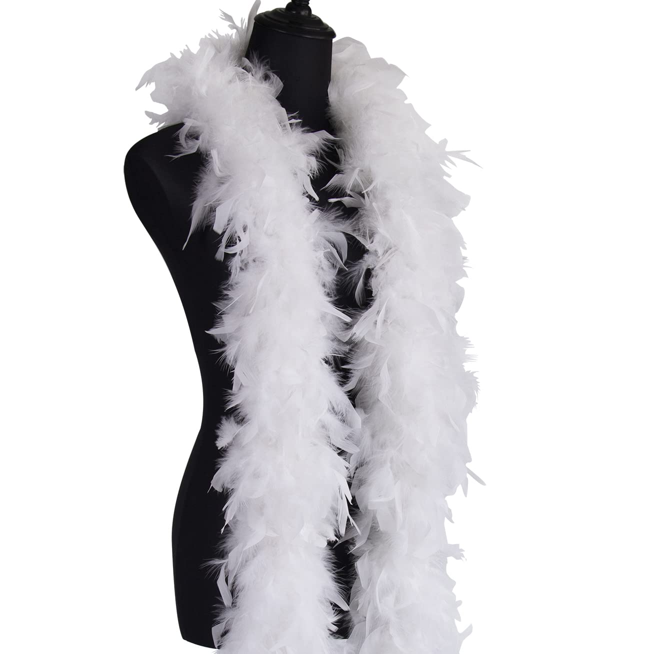 wangruida 2 Yards 89 Grams White Turkey Feathers Chandelle Boa,Dancing Wedding Crafting Party Dress Up Halloween Decoratio