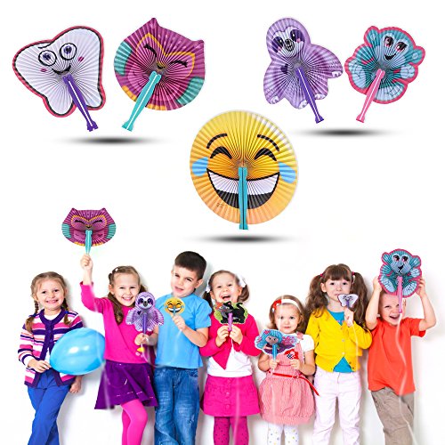 Bargain World 10" Lady Bug Folding Fans [12-Pack] | Fun & Exciting Hand Fans For Kids & Teenagers From Our Huge Collection | Sticky Notes Included