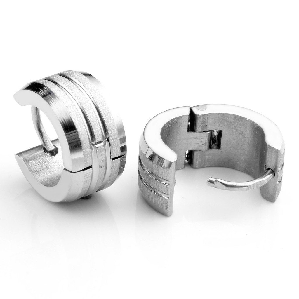 Zysta 4pcs Mens 18G Stainless Steel Silver, Gold, Unique Small Hoop Huggie Hinged Ear Stud, Hypoallergenic Snap Punk Earrings