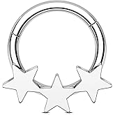 OUFER Daith Piercing Jewelry, 16G Star Design Daith Hoop Earring, 316L Stainless Steel Daith Earrings, Helix Cartilage Septum Piercing Jewelry For Women