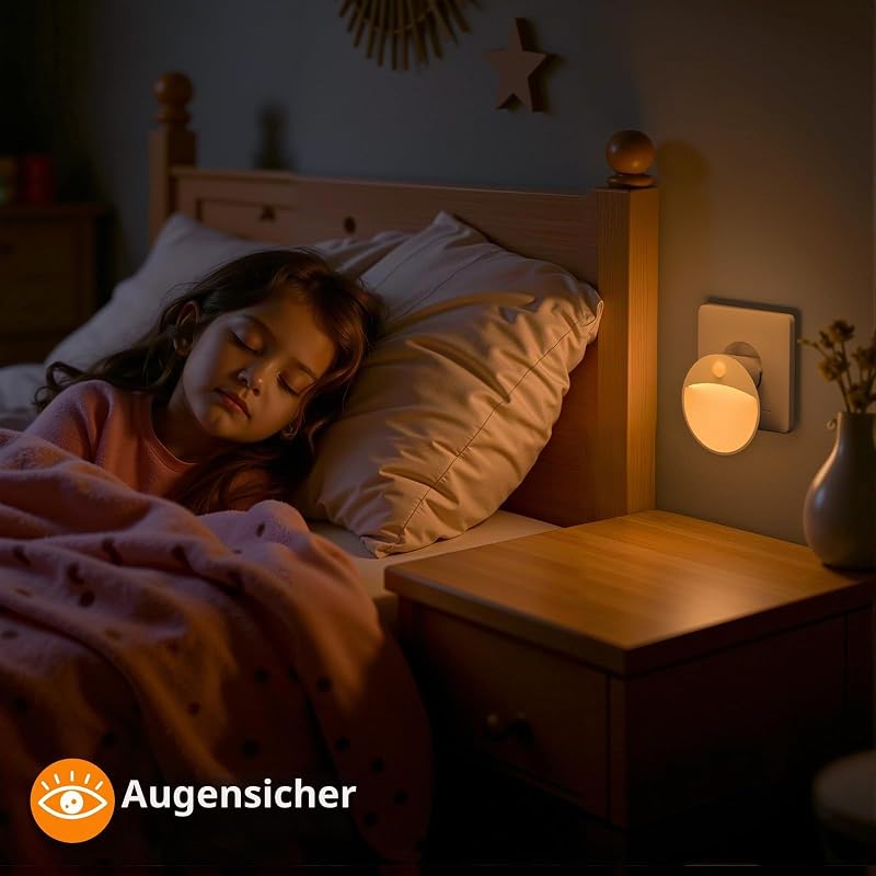 Nachtlicht Steckdose 2 Stück Dimmbar mit Bewegungsmelder WarmWeiß