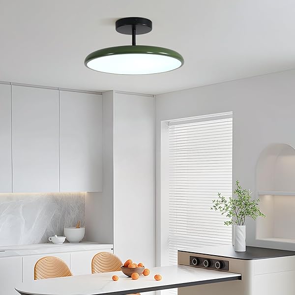 KCO LIGHTING VINTAGE GREEN FLUSH MOUNT CEILING LIGHT BLACK SEMI FLUSH MOUNT CEILING LIGHT MID CENTURY MODERN ENTRYWAY CEILING LAMP LED HALLWAY CEILING LIGHTS FIXTURES