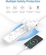 Mscien 5 Way Extension Lead Individual Switches 3M Surge Protector Wall Mount view 3