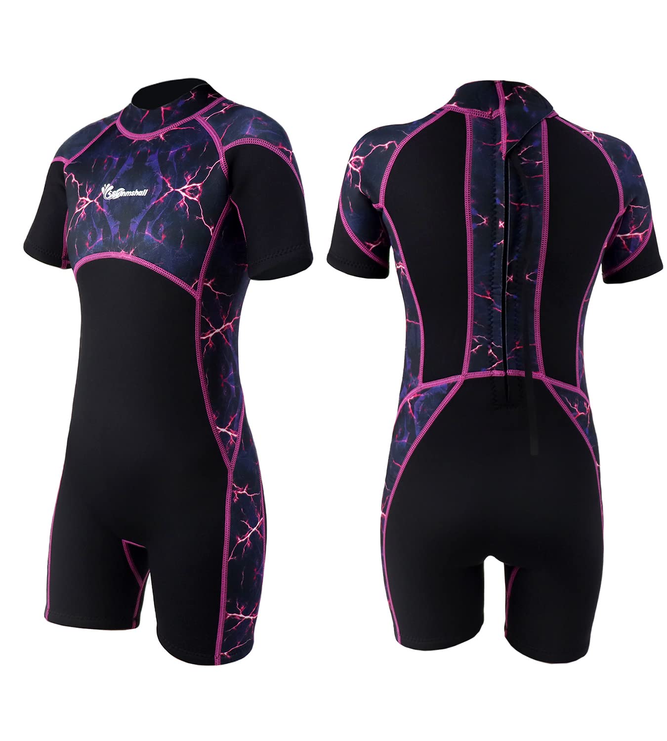 Summshall Kids Wetsuit 2.5mm Shorty One Piece Diving Suits UV Protection Back Zip Swimsuits for Boys Girls Toddlers Keep Warm for Diving,Swimming,Surfing Water Sport