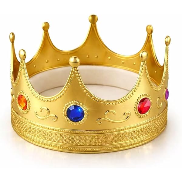 Toyvian 2 Pcs Gold Plastic King Crown, Royal