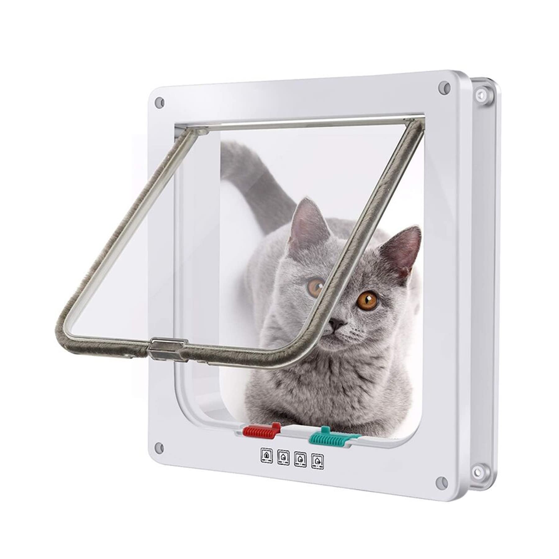 Moaobooh Cat Flap, 4 Way Lock Pet Door, Cat/Dog Flap with Tunnel