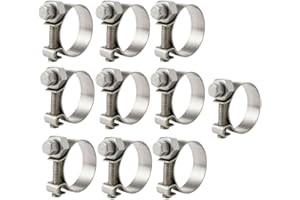 CJ TECH NITRO4X4 Stainless Steel Fuel Injector Hose Clamps Set - 10 Pack Adjustable Gas Line Hose Clamp (7/16 to 1/2 Inch, 11-13mm) - Heavy Duty Hose Clamp for Fuel Lines, Automotive Repairs