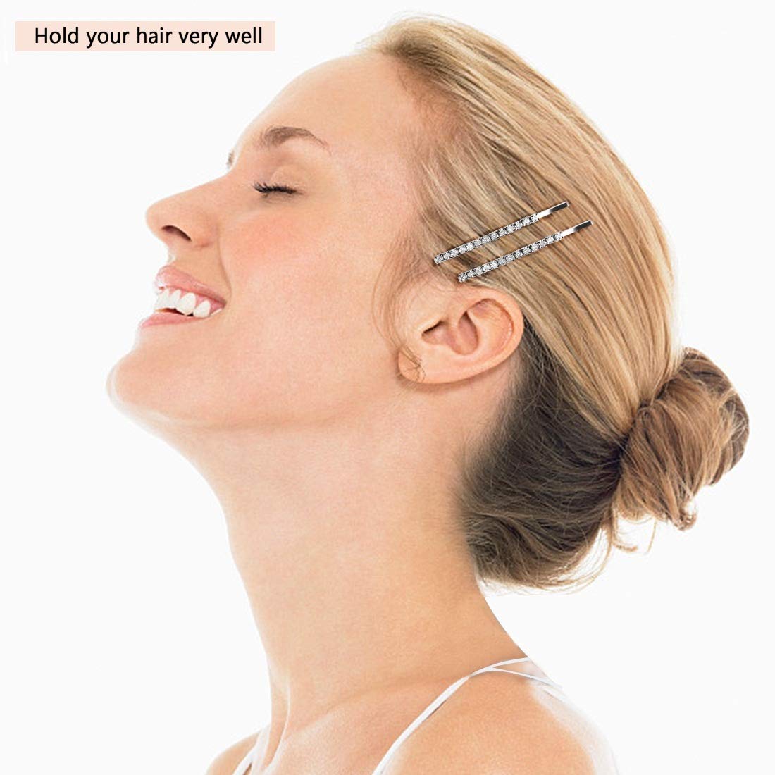 24 Pcs Rhinestone Bobby Pins, Small Crystal Bobby Pins, Bobby Pins Bulk for Lady Women Girls, Sparkly Hair Clips Pin, Shiny Hairpins, Glitter Hairpins Styling Hair Accessories for Women Girls : Beauty