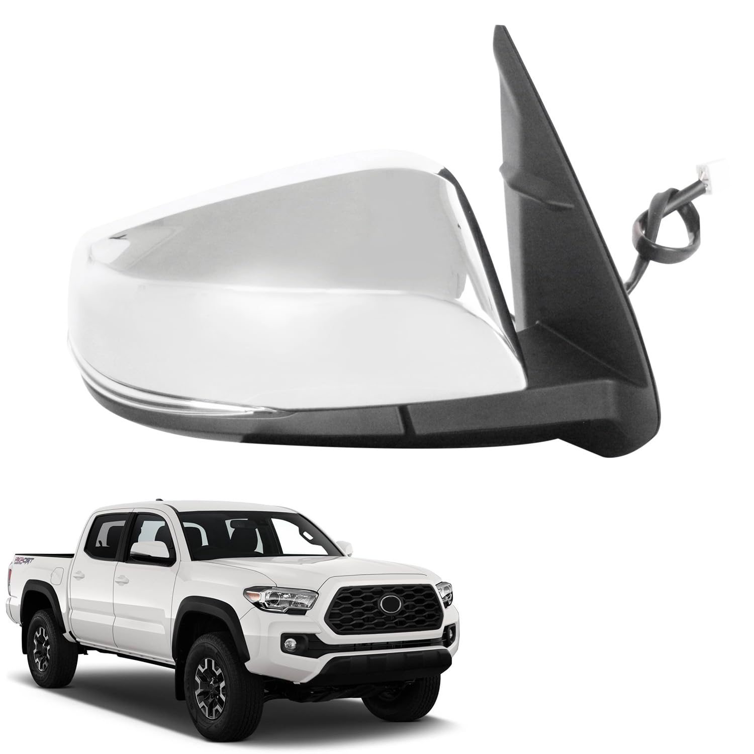 Photo 1 of Liizoo Side Mirror Car Door Mirror Fits for Toyota Tacoma 2016-2023 Right Passenger Side|TO1321360|Power|Signal|Heat|Blind Spot Monitor| Chrome RH