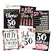 Hadley Designs - 50th Birthday Wine Bottle Labels or Stickers Present, Cheers to 50 Years, Funny Fifty Pink Black Gold Party Decorations Supplies For Friend, Wife, Girl, Mom - 6 Set