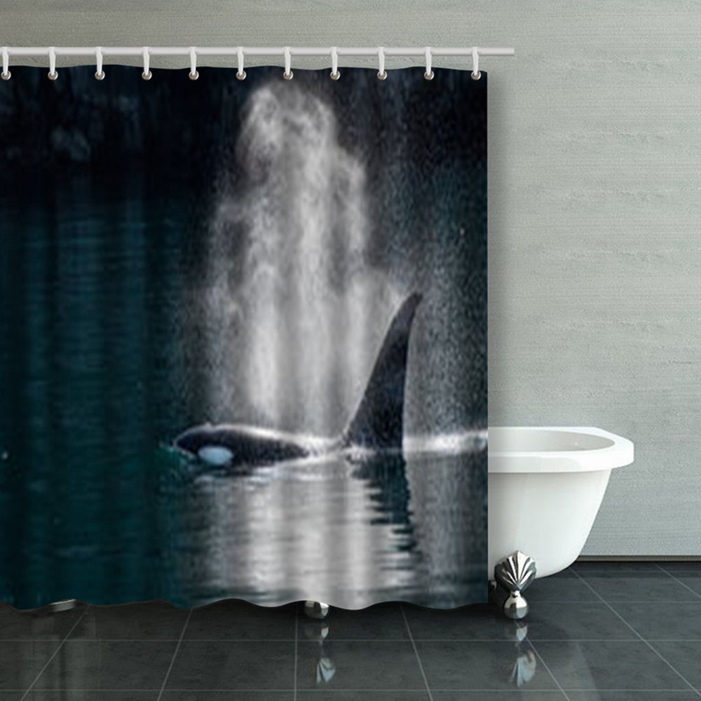 Shower Curtains Design Orca Whale Exhales Sunlight Killer 66x72