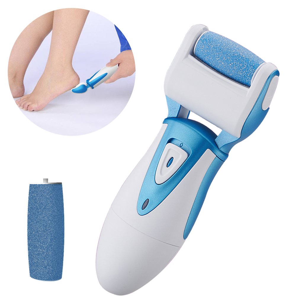 Electric Pedicure Tools - Rechargeable & Waterproof Foot File with Quartz Sand Remove Dead, Hard, Cracked Skin (Blue)