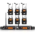XTUGA RW2080 Wireless in Ear Monitor System 6 Bodypacks UHF IEM System, Dual Channel Mono Design Stage Monitors Earphone with 40 Frequencies, 300Ft for Band, Studio or Musicians, 902-928mhz