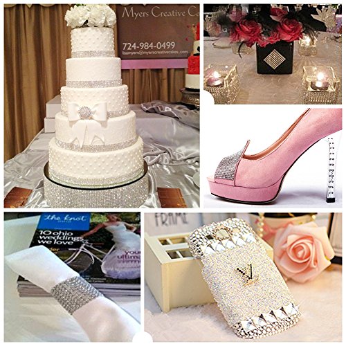 Crystal Rhinestone Ribbon, Sparkling Diamond Rhinestone Bling Ribbon Roll Decorative Banding Belt Ribbon Wrap for Wedding, Cake Decoration, Party, and Floral Arrangements, 1Yard (x 1.18"), Colored