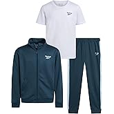 Reebok Boys Joggers Set - 3 Piece Boys Tracksuit Set with Tricot Zip Up Jacket Athletic Cotton T-Shirt and Jogger Sweatpants