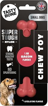 Tasty Bone Nylon Dog Chew Toy Bacon for Small Dogs Indestructible UK Made