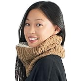 CHARM Winter Knit Neckwarmer Tube Scarf - Zipper Chunky Ski Neck Gaiter Warmer