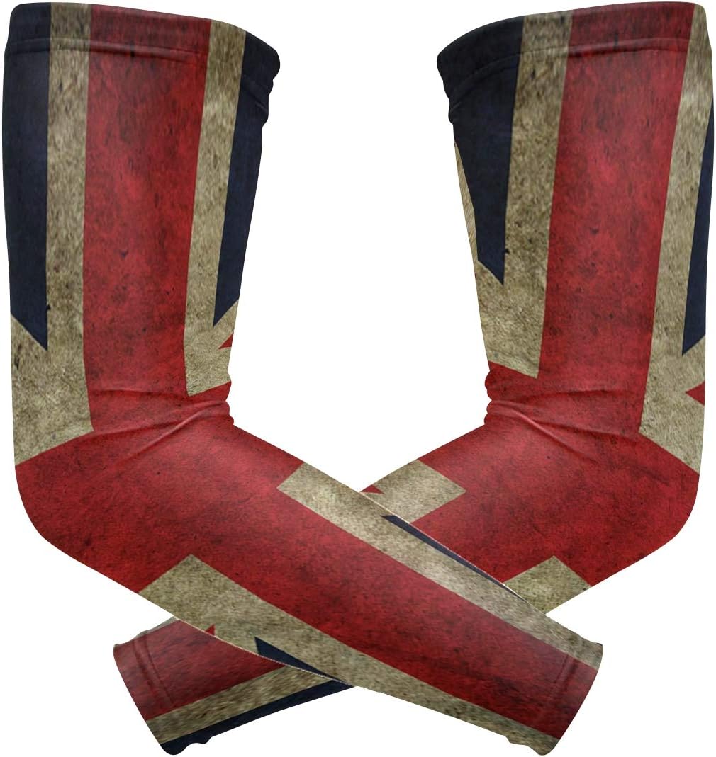 England United Kingdom British Flag Arm Sleeves UV Protection Tattoo Elastic Stretch Long Arm Cover Sleeves for Baseball Cycling Running