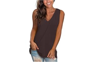 QACKNE Tank Tops for Women 2024 Casual V Neck Sleeveless Shirts Loose Fit Basic Workout T-Shirt Solid Summer Fashion Clothes