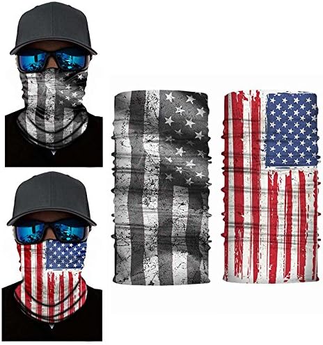 Face Mask Bandana,2 Pieces American Flag Bandana,Headwear,Face Sun Mask,Magic Scarf,Headband for Cycling Fishing Motorcycling Running