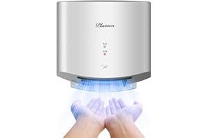 PLUSSEN Hand Dryer with HEPA Filter, Commercial Electric Hand Dryer Fast Dry in 10s, Automatic Bathroom Hand Dryers for Home Residential Industrial, Hot/Cold Air Switch, 110v,Silver
