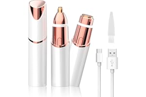 Evolvique Facial Hair Removal Eyebrow Trimmer 2 in 1 - Hairs Remover for Women - Rechargeable Travel Face Hair Razor Lady Bikini Shaver for Lips Peach Fuzz Eye Brow Nose Hair Chin Armpit