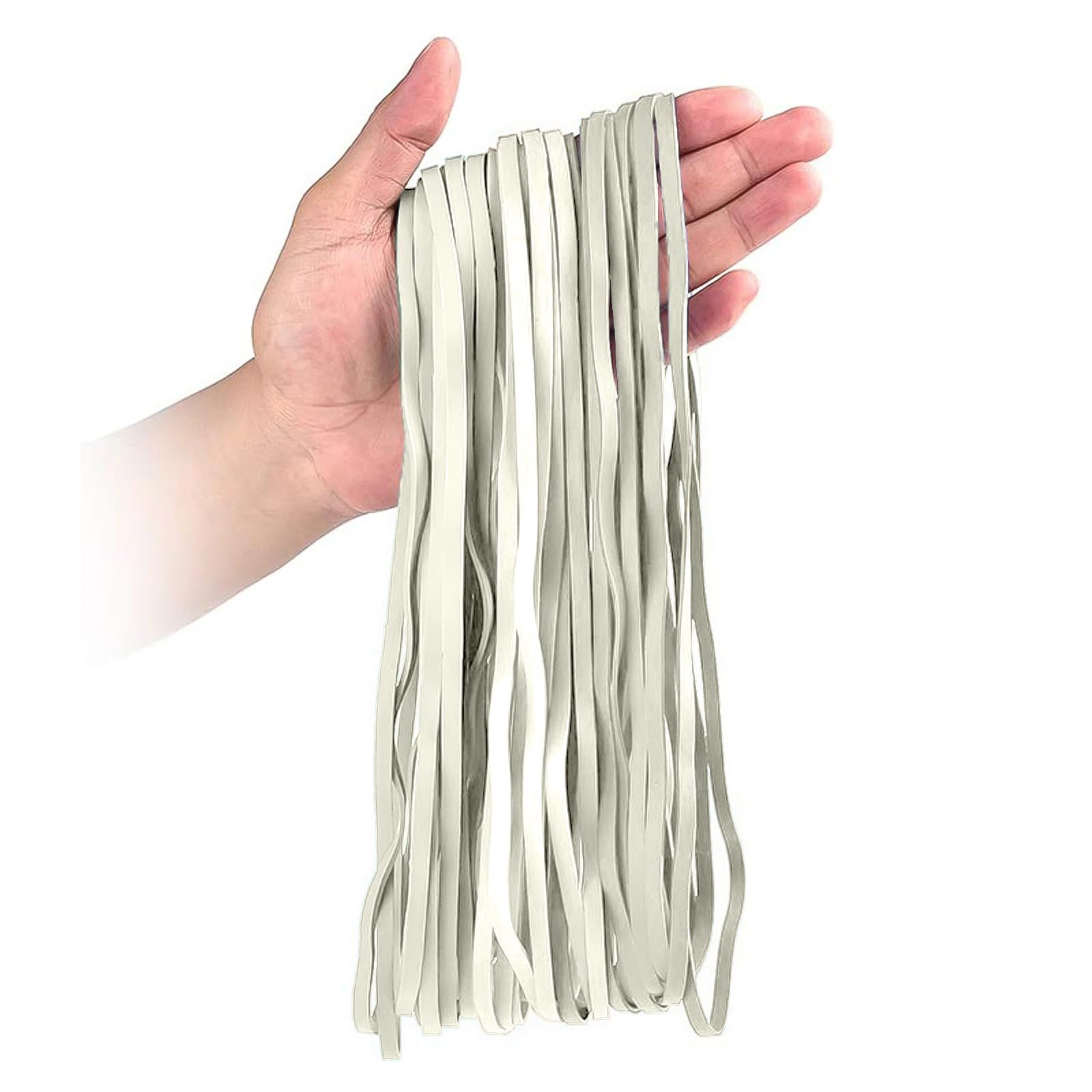 YAZANY 50Pcs Large Elastic Rubber Bands, Sturdy Thick & Stretchable White Bands, Natural Elastic Bands for School Home Office Supplies Industrial Crafts DIY Everyday Use 180mm