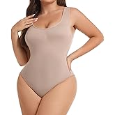 CHICFAN Shapewear Bodysuit for Women Tummy Control Sleeveless Tank Top Body Shaper Butt Lifter(S,Beige), Small