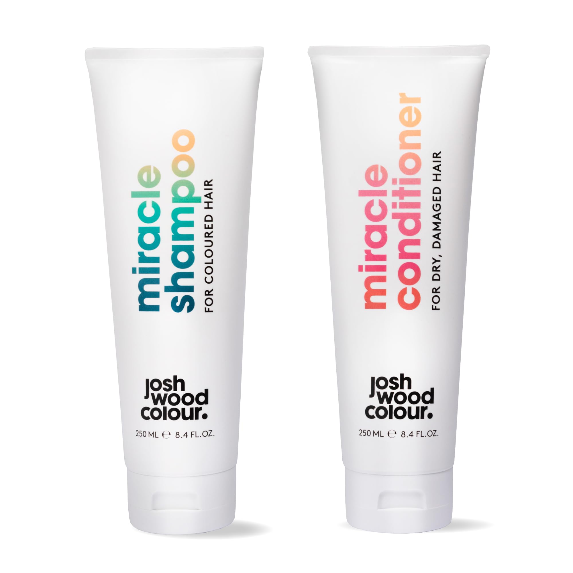 Josh Wood Colour Miracle Shampoo and Conditioner for Dry, Damaged Hair Enriched with Colour Shine Complex, Body Boosting, Nourishing, Colour protecting Hair Cleanser, 2 Bottles