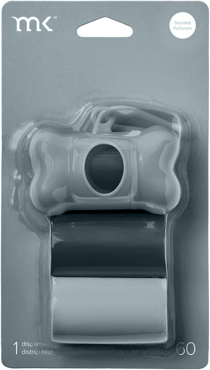 Modern Kanine Leash Dog Waste Bags Dispenser for Poop Bags, 60 Scented Dog Waste Bags, Leash Dispenser