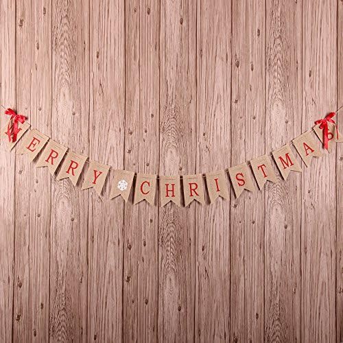 Merry Christmas Jute Burlap Banner Garlands for Holiday Party Decoration ...
