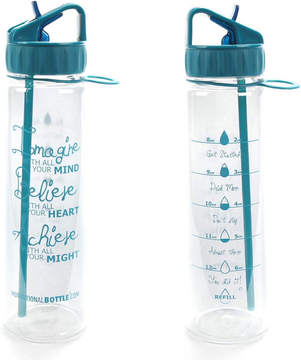 Motivational Bottle 30oz Fitness Workout Sports Water Bottle with Unique Timeline | Measurements | Goal Marked Times for Measuring Your Daily Water Intake, BPA Free Non-Toxic Tritan