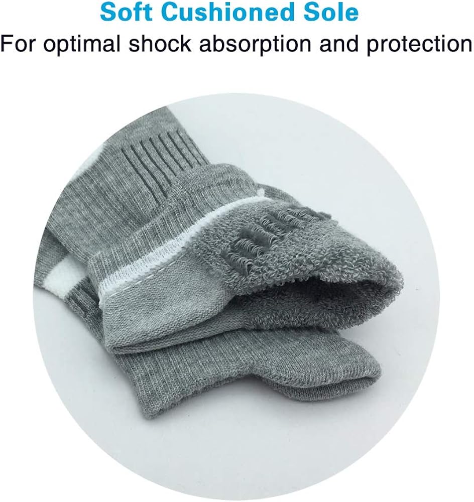 BERING Women's Performance Athletic Running Socks, Size 6-9, Grey, 6 Pairs: Clothing