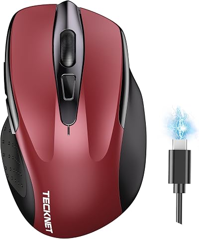 TECKNET Bluetooth Mouse Tri-Mode 4800DPI Rechargeable Silent Ergonomic