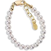 Cherished Moments 14K Gold-Plated Bracelet for Babies, Toddlers, Kids, and Little Girls with Simulated Pearls Gift for Baby Shower, Flower Girl, or Granddaughter