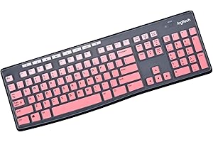 LEZE Keyboard Cover for Logitech MK370 MK295 MK270 K270 Keyboard, Logitech MK370 MK270 K270 Keyboard Skin Protector - Gradual Pink