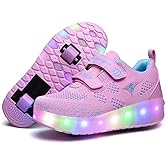 Nsasy Kids Roller Shoes Boy Girl Sneakers with Wheels Become Sport Sneaker with Led for Christmas Birthday Children Show Gift