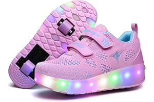 Nsasy Kids Roller Shoes Boy Girl Sneakers with Wheels Become Sport Sneaker with Led for Christmas Birthday Children Show Gift