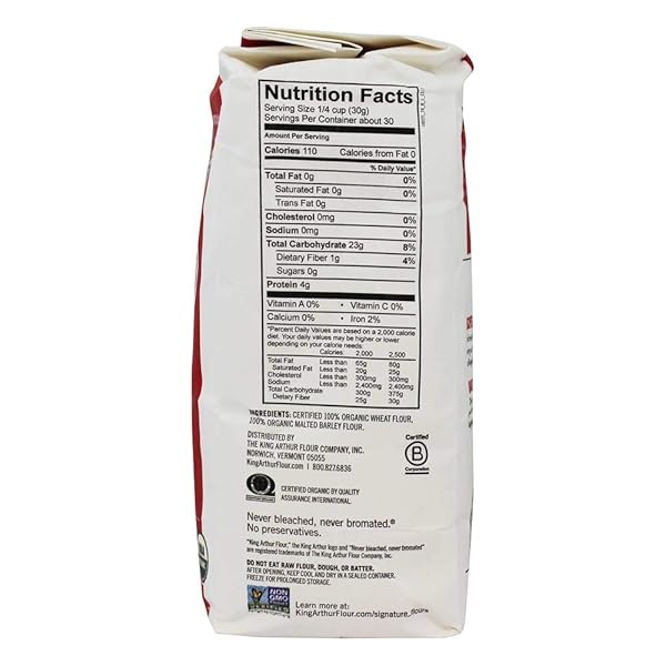 KING ARTHUR 100% ORGANIC ALL-PURPOSE FLOUR, UNBLEACHED, 2 LB (PACK OF 1) – NON-GMO PROJECT VERIFIED, NO PRESERVATIVES