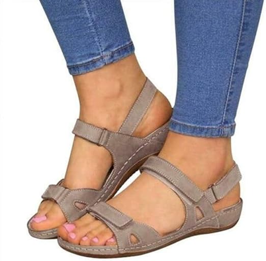 Amazon.com: Womens Orthopedic Open Toe Sandals, Casual Wedge PU Leather Summer Arch Support 