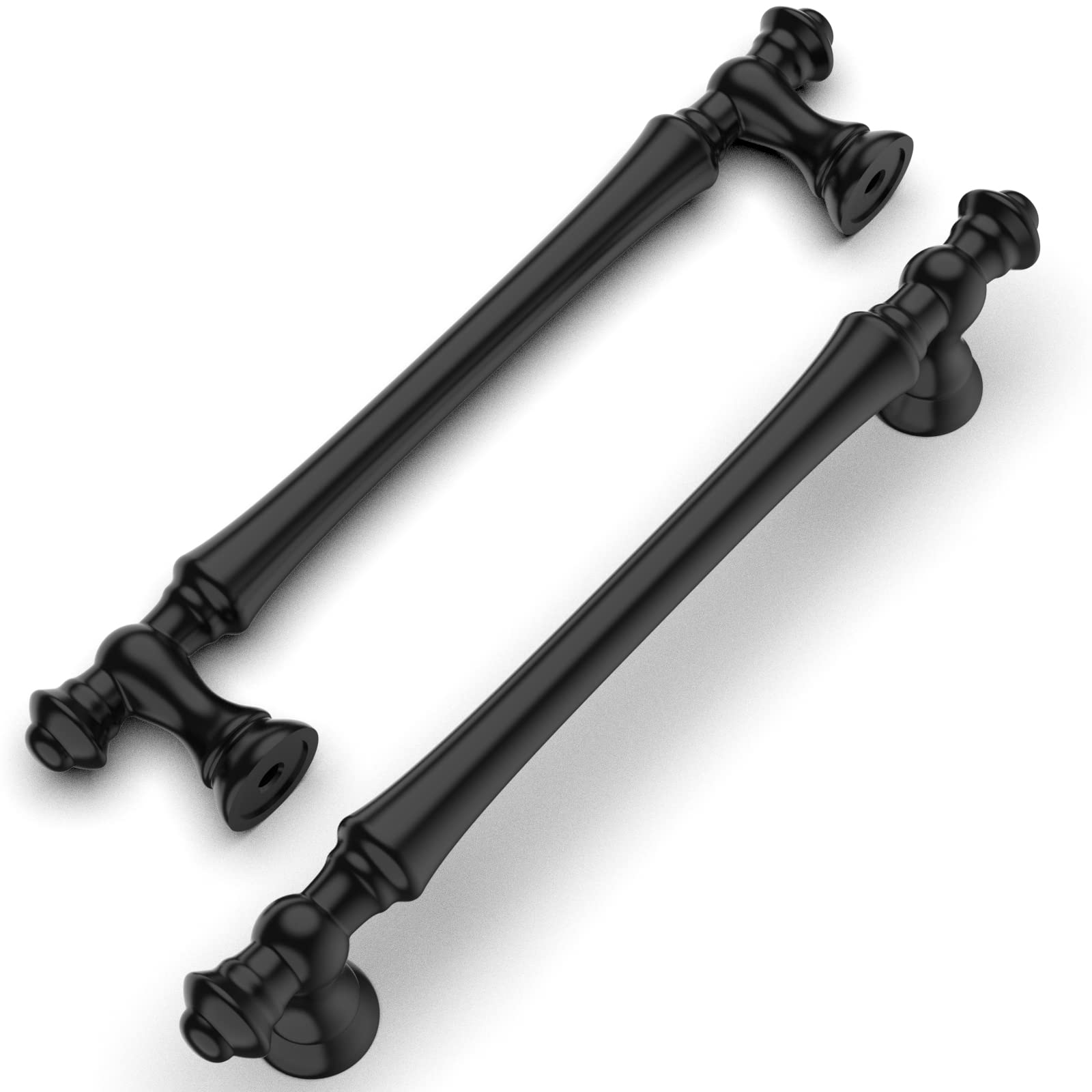 Amerdeco 10 Pack Matte Black Cabinet Pulls 128mm Hole Center Cabinet Hardware Kitchen Cabinet Handles for Bathroom Drawer Pulls Dresser Pulls UK0017