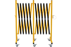 GYMTIME Industrial Expandable Metal Barricade, 16 Feet, Easily Assembled Safety Barrier with Casters, Flexible Mobile Barrier Gate, Adjustable Traffic Fence