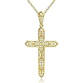 HOTIE Gold Cross Pendant Necklace with Cubic Zirconia for Women 14K Gold Plated Cross Pendant Necklace Faith Christian Jewelry Gifts for Her Wife Mom Epiphany Christmas Birthday Baptism