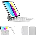 RAYMCRAFT for iPad 11th(A16, 2025)/10th Generation Case with Keyboard, Magic Keyboard 2022, Springy Backlit Keys, Stain-Resistant Surface, Multi-Touch Trackpad,White