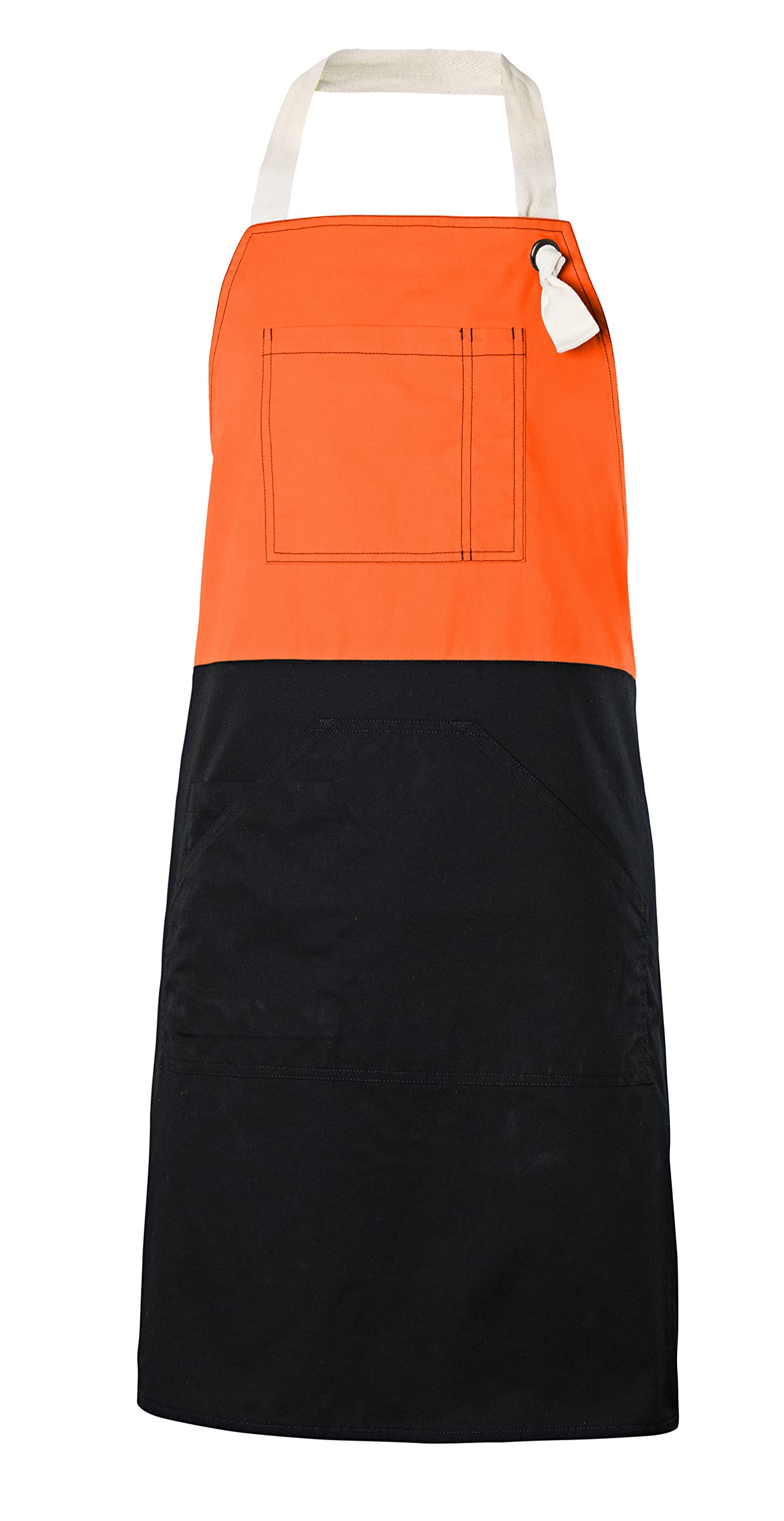 Velilla Unisex Delantal peto Bicolor Schürze Latzschürze zweifarbig (Ref: 404210B_19), Orange Leuchtend, One Size
