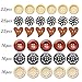 Large Assorted Round Heart Wood Wooden Buttons Muti for Crafts Supplies Sewing 4 Holes Black Brown Beige Handmade Button with Box 120pcs