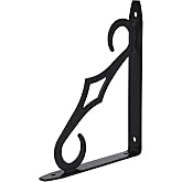 Knape &amp; Vogt John Sterling Colonial Style Decorative Shelf Bracket, 7-Inch, Black, RP-0090-7BK