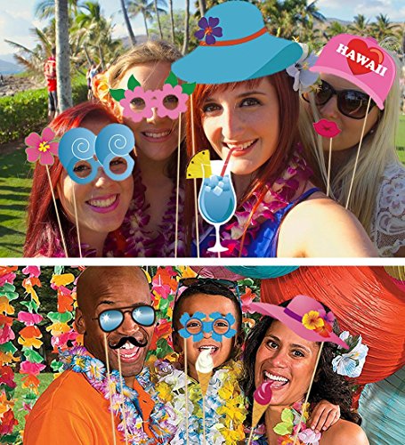 4 60pcs+Luau+Photo+Booth+Props