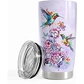 SANDJEST Hummingbird Tumbler 20oz Stainless Steel Insulated Coffee Travel Mug - Gift for Women, Girls, Birthday, Christmas